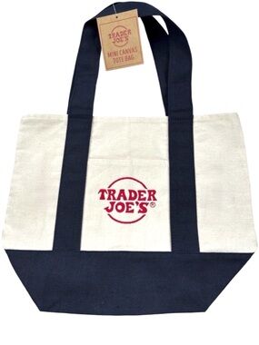 NWT Trader Joe's Mini Canvas Tote Bag - Navy